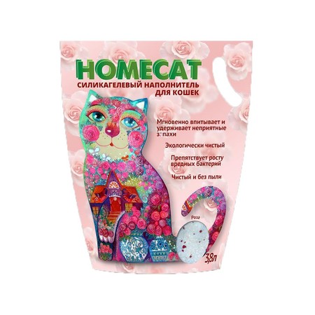 Homecat Роза cиликагелевый впитывающий наполнитель с ароматом розы - 3