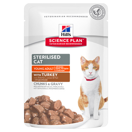 17484c000 Hill's Science Plan Sterilised Cat влажный корм для молодых стерилизованных кошек с индейкой - 85 г