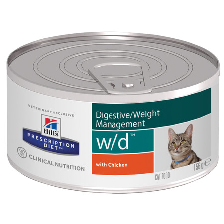 17518c000 Hill's Prescription Diet w/d Digestive/Weight Management влажный диетический корм для кошек для оптимального веса при сахарном диабете с курицей - 156 г