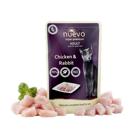17647c000 Nuevo Adult Chicken & Rabbit паучи для взрослых кошек с курицей и мясом кролика - 85гр*16 шт