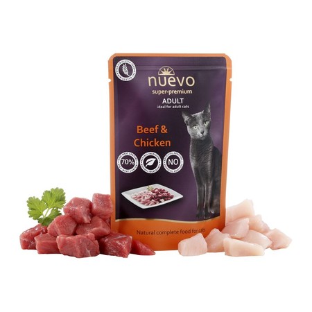 17649c000 Nuevo Adult Beef & Chicken паучи для взрослых кошек с говядиной и курицей - 85гр*16 шт