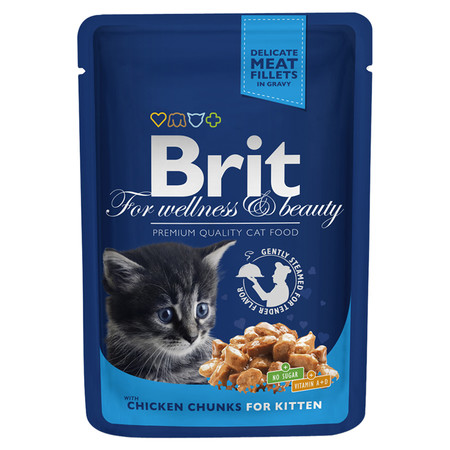 Brit Premium Chicken Chunks for Kitten влажный корм с кусочками курицы для котят 24 штх100 гр