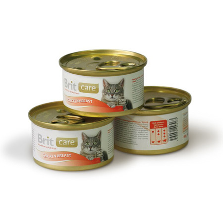 Brit care chicken breast консервы для кошек с куриной грудкой 48 шт х 80 гр