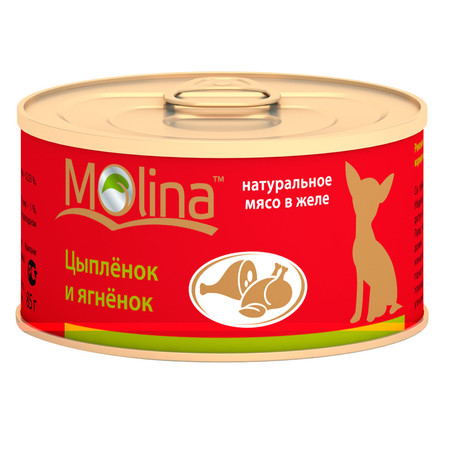 Molina консервы для собак Цыпленок с ягненком - 80 гр х 12 шт