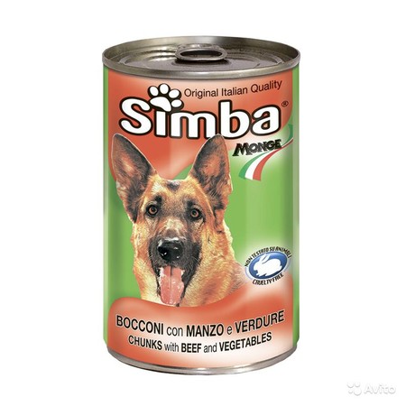 Simba Dog консервы для собак кусочки говядина с овощами 1