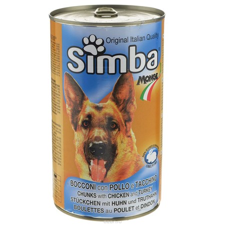 Simba Dog консервы для собак кусочки курица с индейкой 1