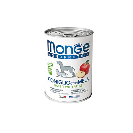 Monge Dog Monoproteico Fruits консервы для собак паштет из кролика с рисом и яблоками 400 г x 24