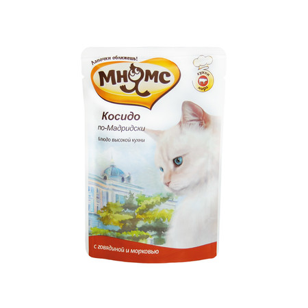18543c000 Мнямс паучи Косидо по-Мадридски с говядиной и морковью для кошек - 85 г х 12 шт