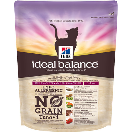 18593c000 Hill's Ideal Balance No Grain натуральный сухой беззерновой корм для взрослых кошек с тунцом и картофелем - 300 г
