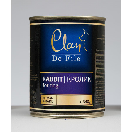 Консервы CLAN De File для собак с кроликом - 340 гр 12 шт