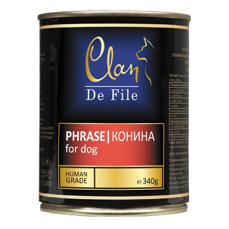 Консервы CLAN De File для собак с кониной - 340 гр 12 шт