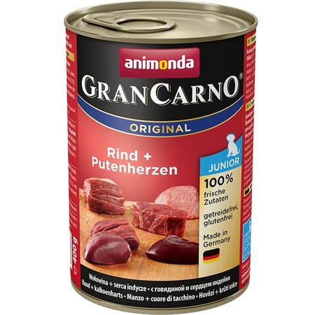 Animonda Gran Carno Original Junior с говядиной и сердцем индейки - 400 гр х 6 шт