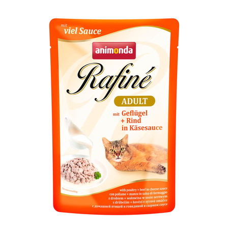 Animonda Паучи Rafine Soupe Adult с домашней птицей и говядиной в сырном соусе для взрослых кошек 100 г х 12 шт