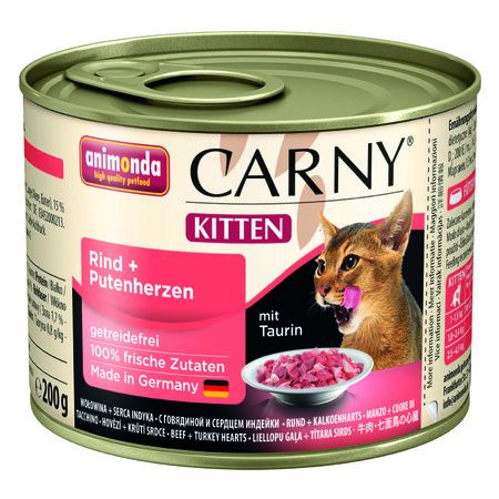 Animonda Carny Kitten с говядиной и сердцем индейки - 200 гр х 6 шт