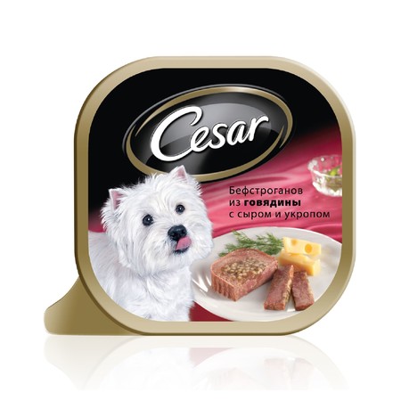 18767c000 Cesar консервированный корм в форме бефстроганов из мясного ассорти для взрослых собак - 100 г