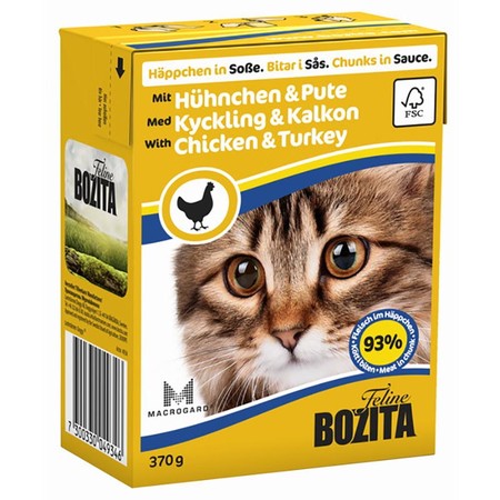 18964c000 Bozita кусочки в соусе со вкусом курицы и индейки для кошек - 370 г