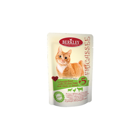 Berkley Fricassee Adult Cat Menu Lamb&Beef with Chicken Fillet and Herbs in Sauce №5