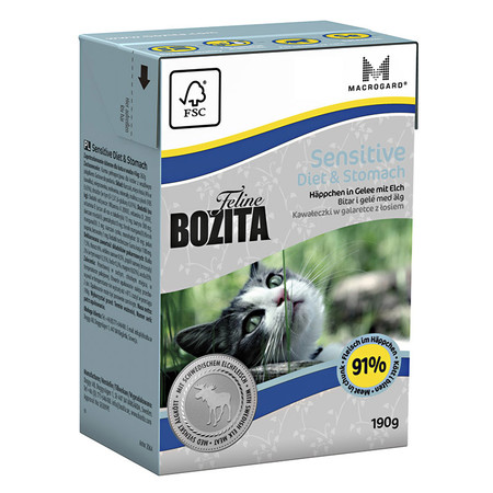 19065c000 Bozita Funktion Diet & Stomach кусочки лося в желе для кошек с чувствительным пищеварением - 190 г