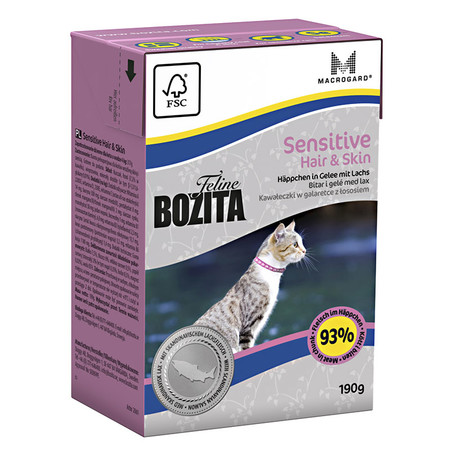19066c000 Bozita Funktion Sensitive Hair & Skin кусочки лосося в желе для кошек с чувствительной кожей и шерстью - 190 г