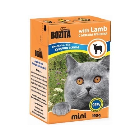 19068c000 Bozita MINI консервы для кошек кусочки в желе с Мясом Ягненка 190 гр х 16 шт