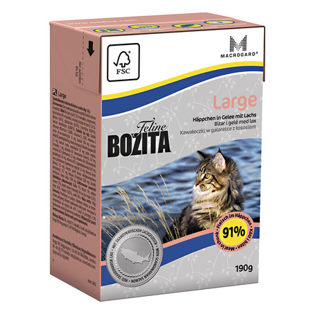 19084c000 Bozita Funktion Large кусочки лосося в желе для кошек крупных пород - 190 г