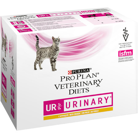19121c000 Purina Pro Plan Veterinary Diets UR паучи для кошек с болезнями нижних отделов мочевыводящих путей с курицей - 85 г х 10 шт