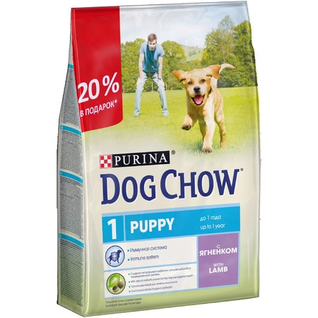 Сухой корм Purina Dog Chow Puppy для щенков до 1 года с ягненком - 2 кг + 500 г в подарок