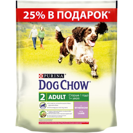 Сухой корм Purina Dog Chow для взрослых собак старше 1 года с ягненком - 600 г + 200 г