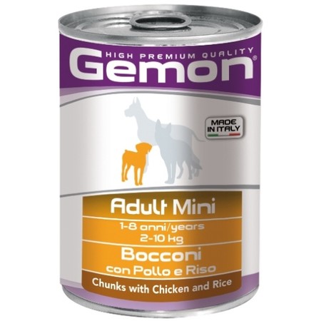 GEMON dog mini для собак с кусочками курицы и риса 24 шт х415 гр