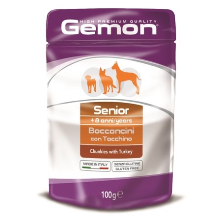 Gemon Dog Pouch паучи для пожилых собак кусочки индейки - 100 гр х 24 шт