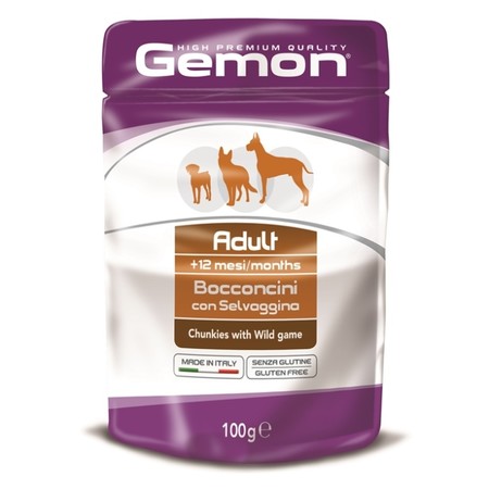 Gemon Dog Pouch паучи для собак кусочки дичи - 100 гр х 24 шт