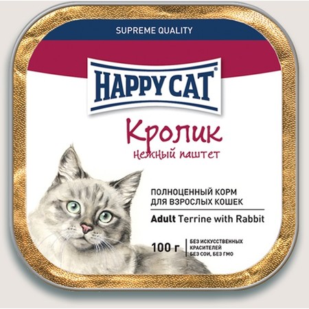 19299c000 Паштеи Happy Cat для взрослых кошек с кроликом - 100 г