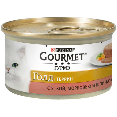 19310c000 Консервы Gourmet Gold Terrine для взрослых кошек паштет с кусочками с уткой
