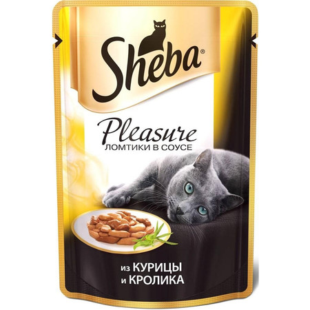 19374c000 Sheba паучи в форме ломтиков курицы и кролика в соусе для взрослых кошек - 85 г