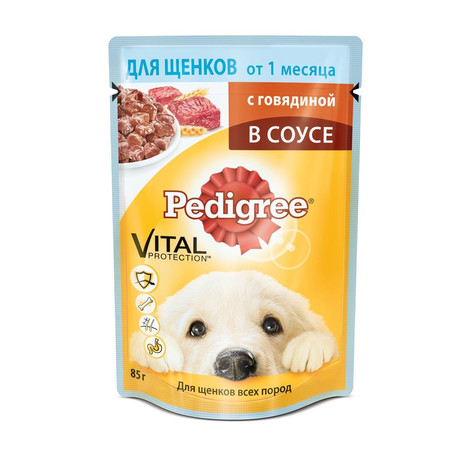 19381c000 Pedigree влажный корм в паучах с говядиной в соусе для щенков от 1 месяца - 85 г