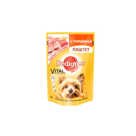 Pedigree паштет с говядиной для взрослых собак маленьких пород в паучах - 80 г