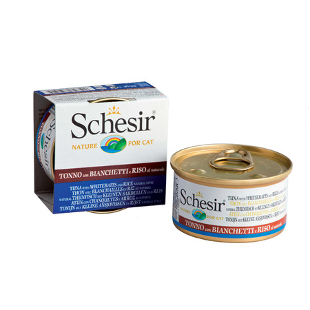 Schesir для кошек с тунцом в собственном соку и снетками - 85 гр 14 шт