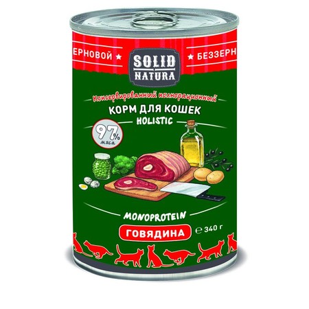 19527c000 Solid Natura с говядиной для кошек 100 гр х 24 шт