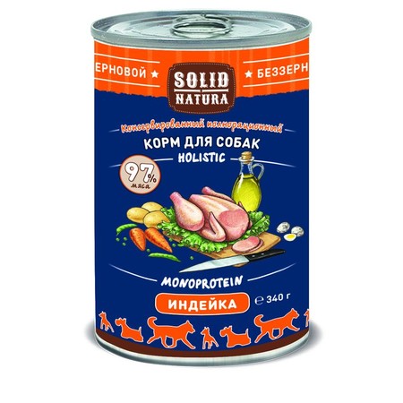 19534c000 Solid Natura Holistic с индейкой для собак 340 г х 12 шт