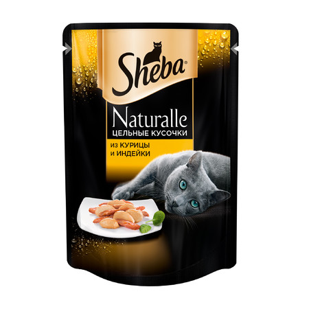 Sheba Naturalle влажный корм в паучах для кошек с курицей и индейкой 80 г х 24 шт