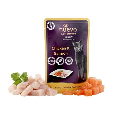 19556c000 Nuevo Adult Chicken & Salmon паучи для взрослых кошек с мясом курицы и лососем - 85гр*16 шт
