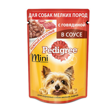 19566c000 Pedigree Mini Beef паучи для взрослых собак миниатюрных пород с говядиной - 85 гр х 24 шт