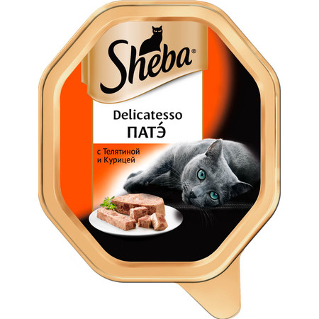 19593c000 Sheba Delicatesso патэ для кошек с телятиной и курицей 85 г х 11 шт
