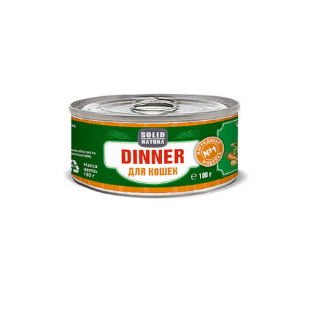 19611c000 Solid Natura Dinner Индейка влажный корм для кошек в жестяной банке 100 г х 24 шт