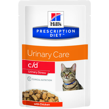 19715c000 Hill's Prescription Diet c/d Urinary Stress влажный диетический корм для кошек для поддержания здоровья мочевыводящих путей и при стрессе с курицей - 85 г