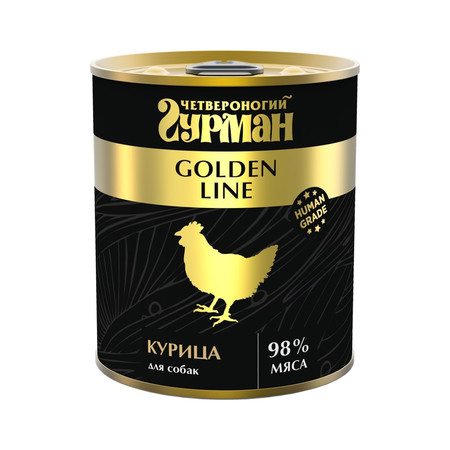 Полнорационный консервированный корм Четвероногий Гурман Golden line для взрослых собак с натуральной курицей в желе - 340 г