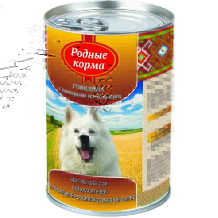 Родные Корма Говядина с овощами по казацки для собак - 970 гр х 12 шт