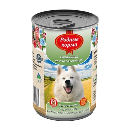 Родные Корма Скоблянка мясная по-городецки для собак - 970 гр х 12 шт