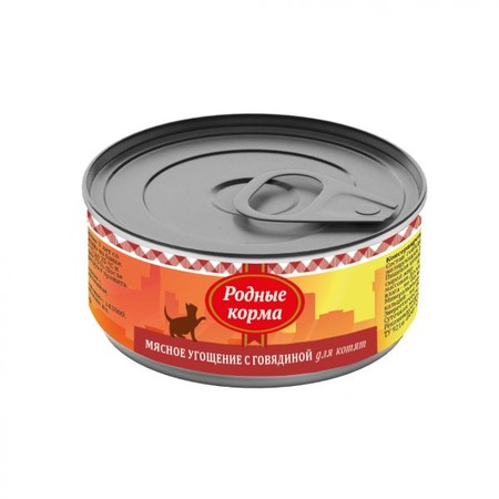 Родные корма Мясное угощение с Говядиной консервы для котят 100 г х 24 шт