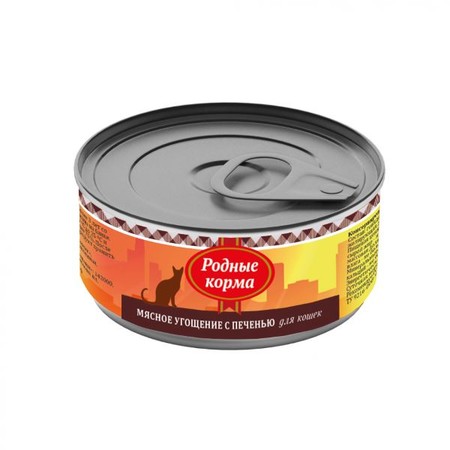19952c000 Родные корма Мясное угощение с Печенью консервы для кошек 100 г х 24 шт